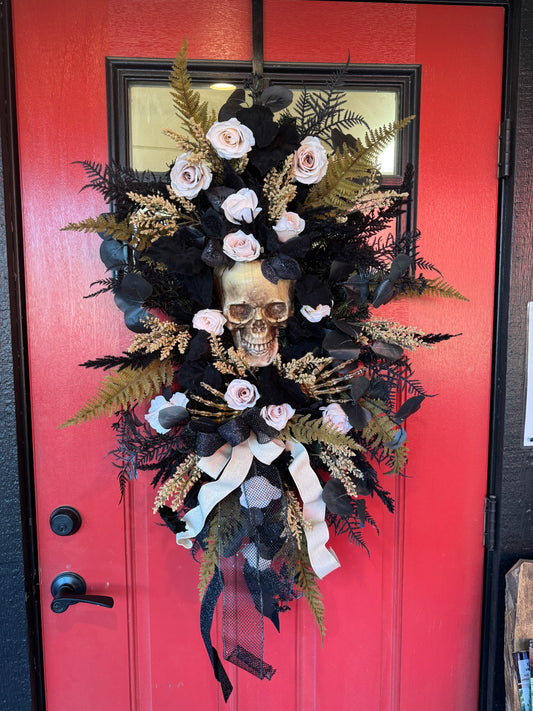 Handmade Skull Swag Wreath