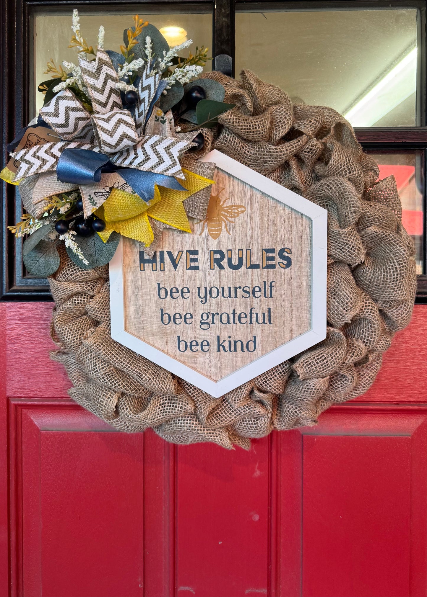 Handmade Hive Rules Wreath